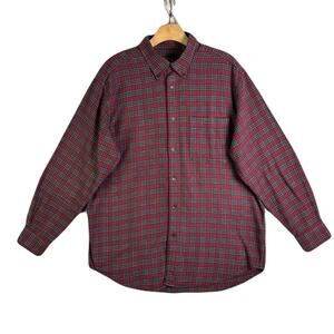 ORVIS Red/Blue Luxury Flannel Button Front Long Sleeve Shirt Mens Size L
